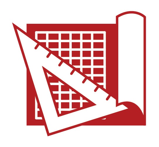 Plan review construction triangle and plans icon