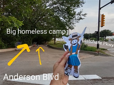 Molly shows homeless camp location