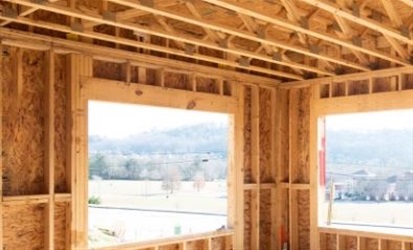 Residential wood frame interior of building