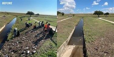 2022 post flood Litter cleanup Trinity River before & after