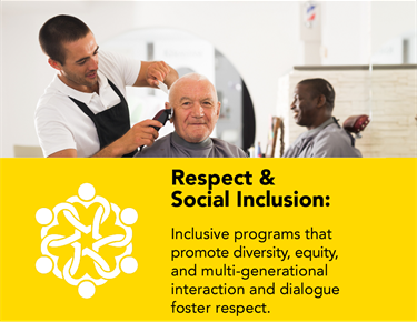 Inclusive programs that promote diversity, equity, and multi-generational interaction and dialogue foster respect.