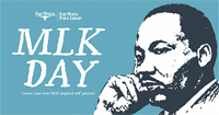 portrait of Martin Luther King Jr. on a blue background