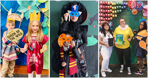 Kids and adults dressed up as their favorite book or book character. Fort Worth Public Library