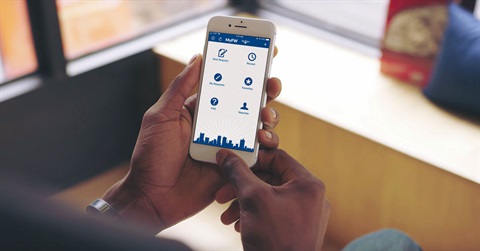 hands holding a phone with app open