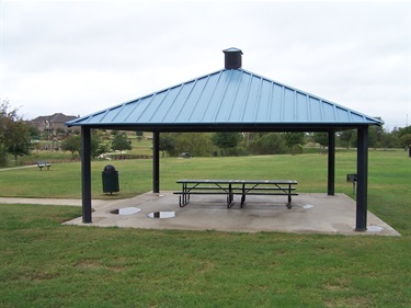 Shelter and picnic tables