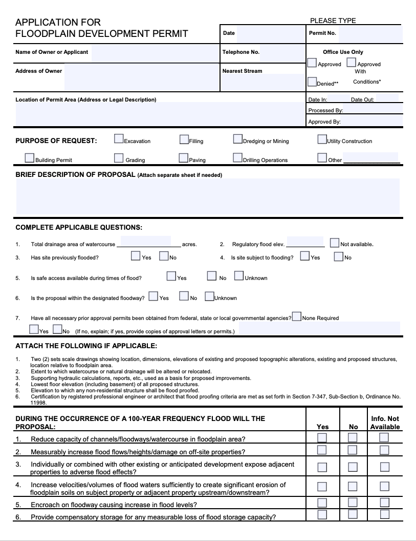 Application for Floodplain Development Permit