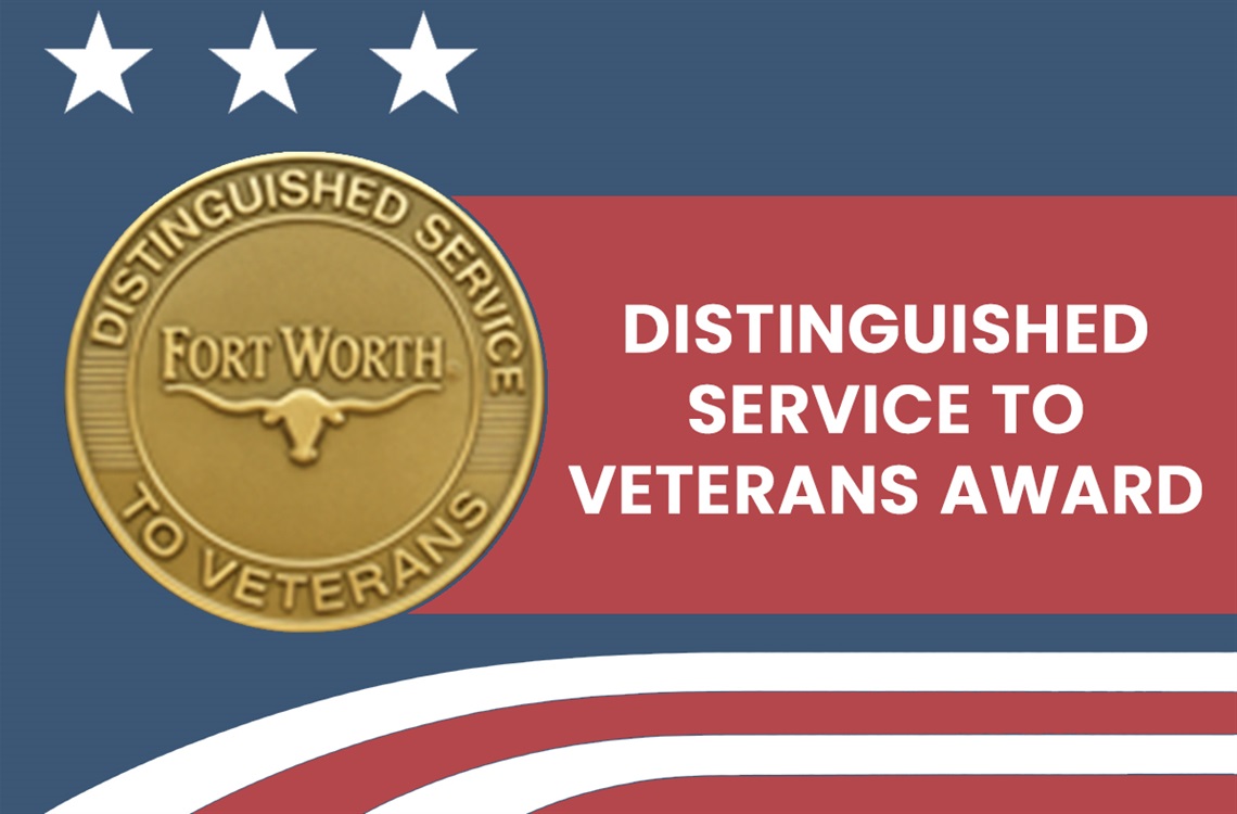Distinguished Service to Veterans Award with medal and patriotic background