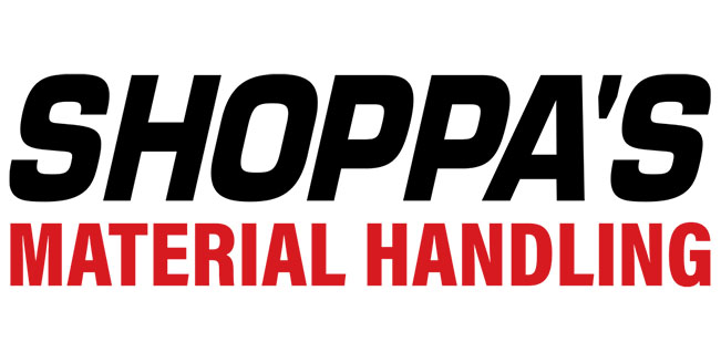 Logo for Shoppa's Material Handling in black and red