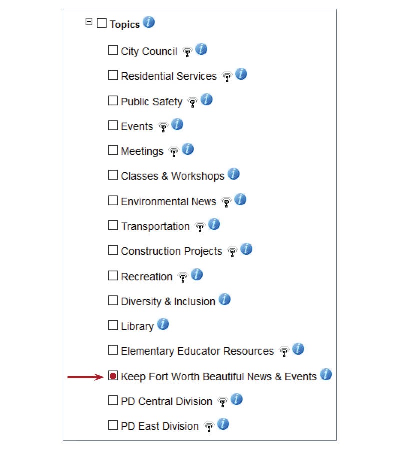 check boxes for subscription type