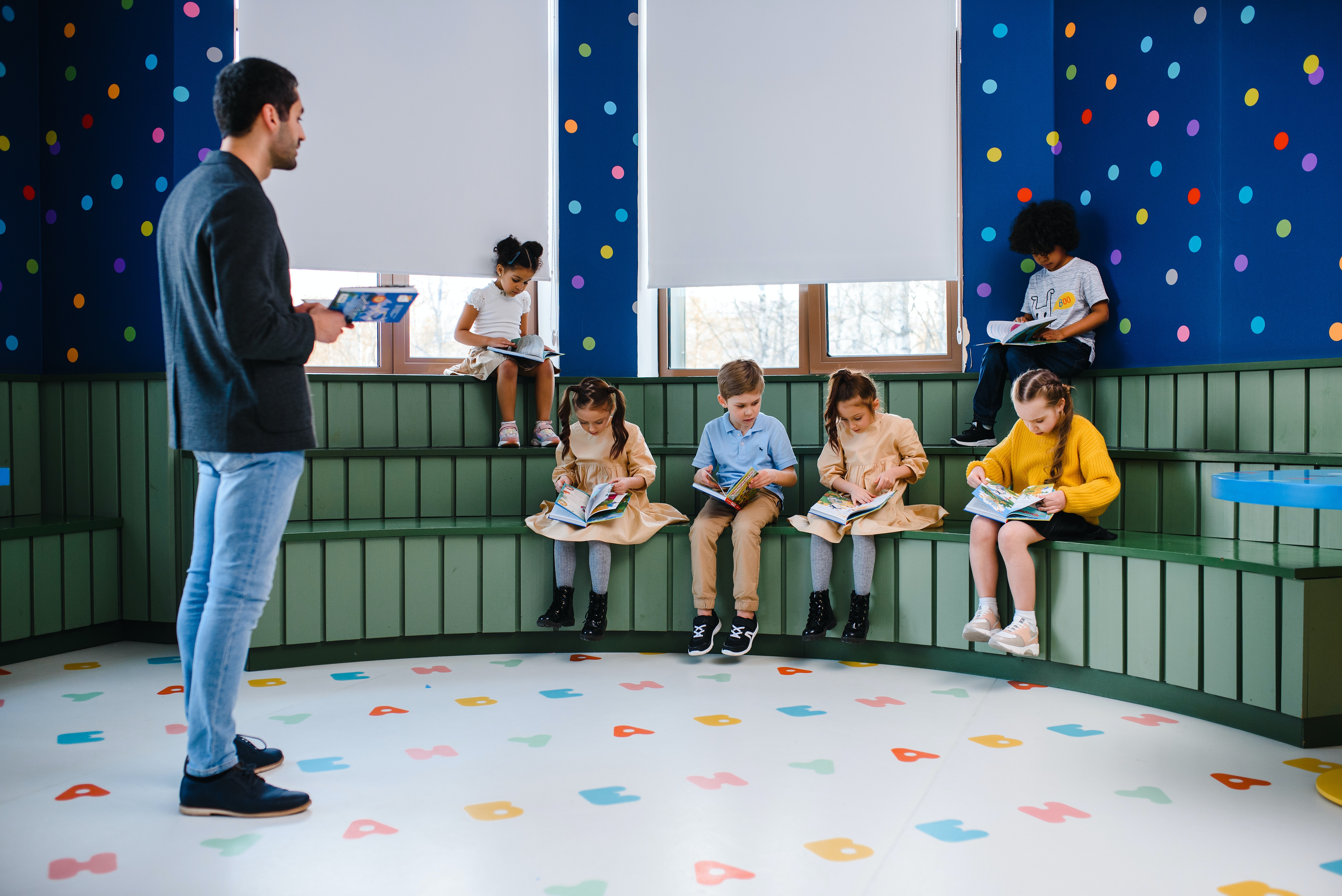 elementary classroom with male teacher
