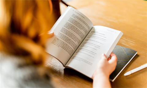 woman reading a book