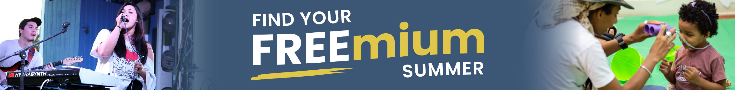 Banner with photos on either side of text that reads 