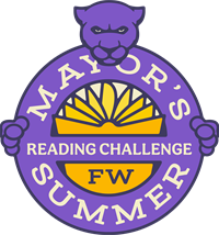A purple, circular logo features the words 