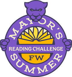 A purple, circular logo features the words 
