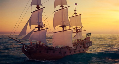 pirate ship in ocean