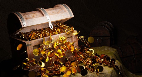 treasure chest with gold coins