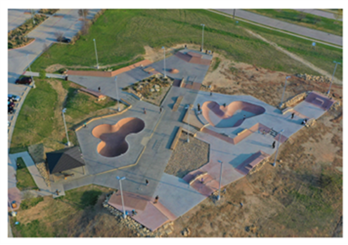 Aerial photo of Chisholm Trail Skate Park