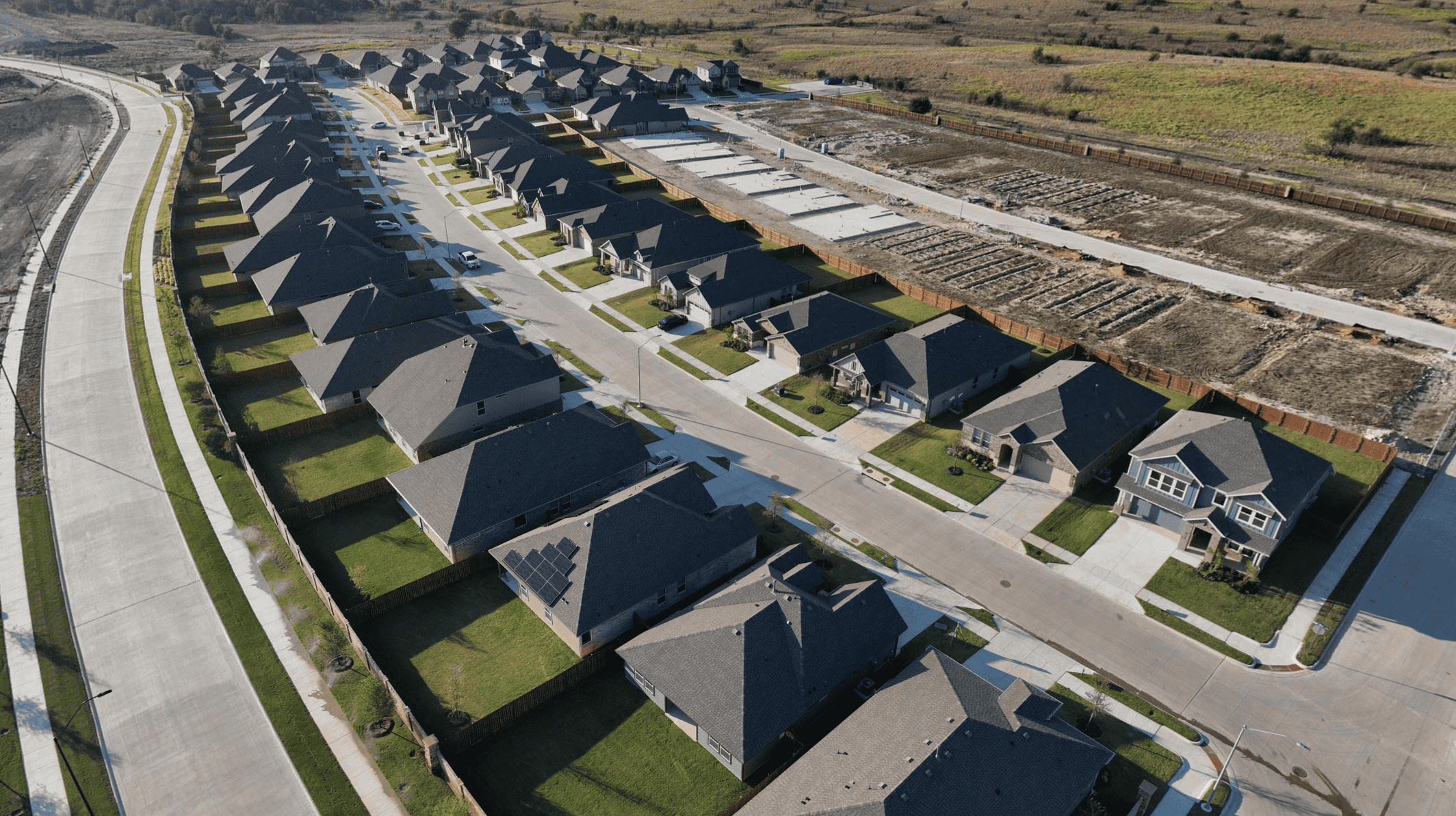 Aerial view of houses in Rock Creek Ranch area