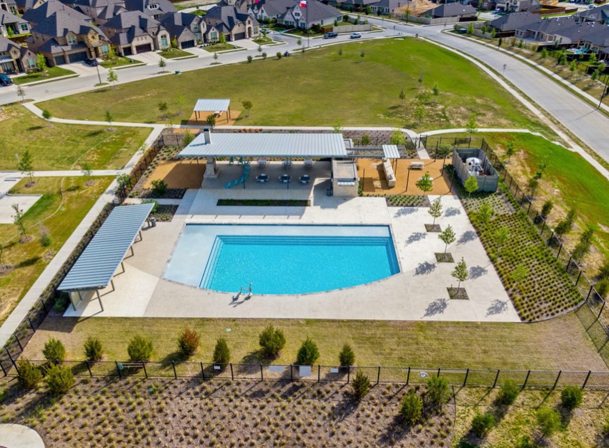 Aerial view of community pool in Ventana area