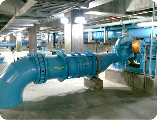 Pipe in Fort Worth Water's water treatment plant
