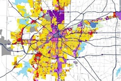 Map showing zoning areas for Fort Worth