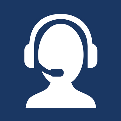 Person with headset for communications icon