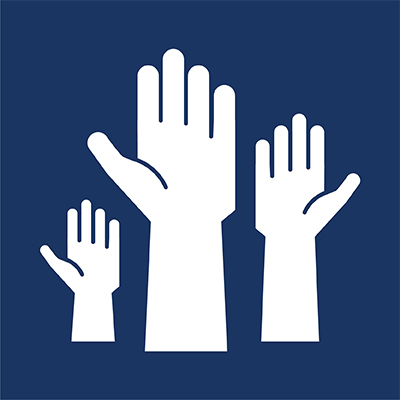 Volunteer hands raised icon