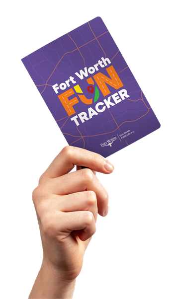 Hand holding up a Fort Worth Fun Tracker book