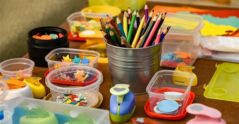 colorful craft materials on a table