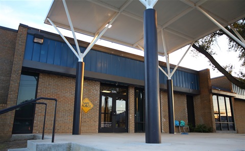 Exterior entrance of the Rise Library