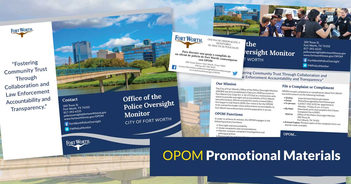 Opom Promotional Materials shown