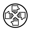Cultural and Social Institutions 1840 -1945 icon with hands showing connection