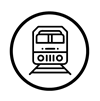 Early to Mid 20th Century Transportation icon with rail vehicle on track